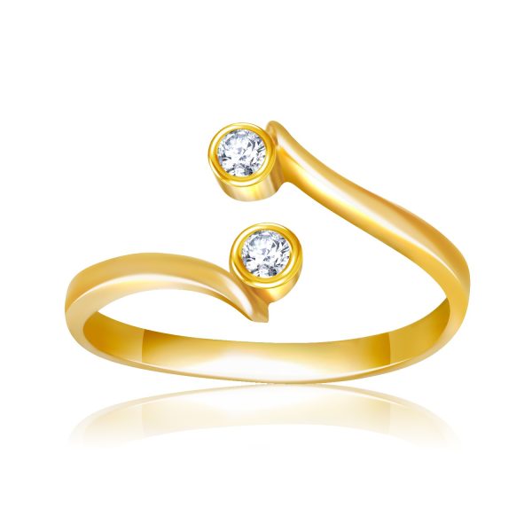 14k Yellow Gold Cubic Zirconia Accented Curve Ended Toe Ring