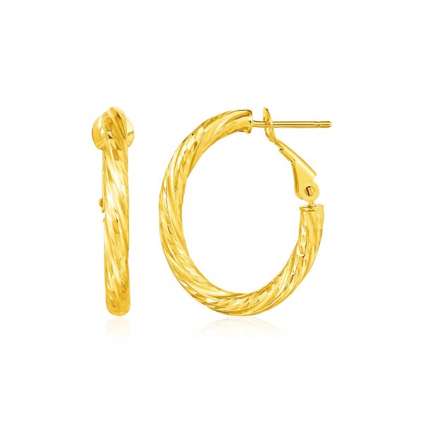 14k Yellow Gold Petite Twisted Oval Hoop Earrings