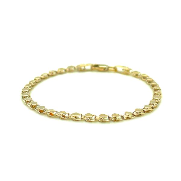 2.9mm 14k Yellow Gold Heart Bracelet