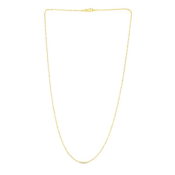 14k Yellow Gold Diamond-Cut Alternating Bead Chain 1.2mm