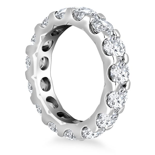 14k White Gold Round Diamond Studded Eternity Ring