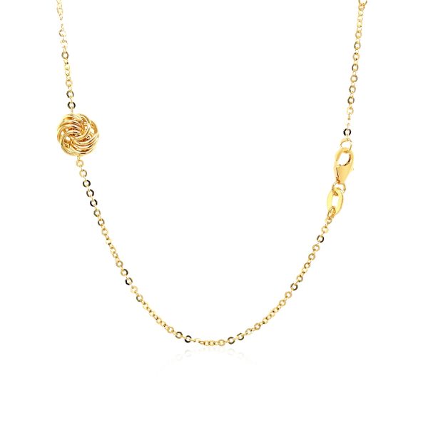 Station Necklace with Polished Love Knots in 14k Yellow Gold