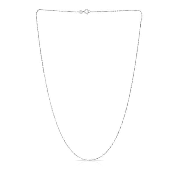 14k White Gold Diamond Cut Cable Link Chain 1.1mm