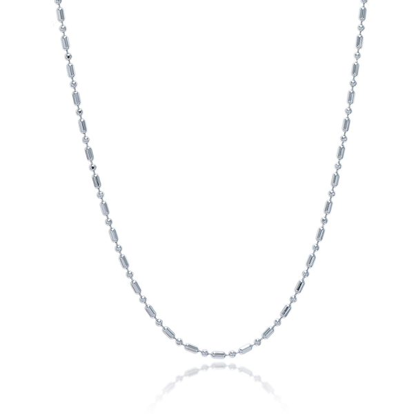 Sterling Silver Rhodium Plated Bead Chain 1.5mm