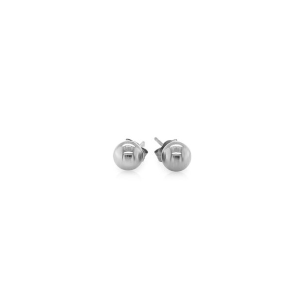 14k White Gold Classic Round Stud Earrings (5.0 mm)