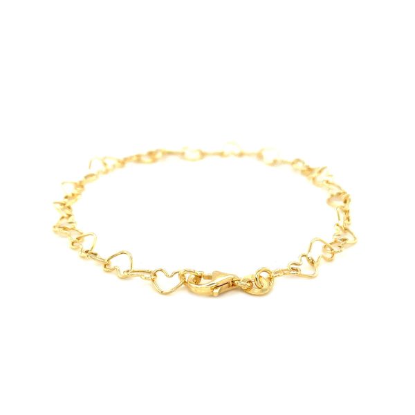 14k Yellow Gold Open Heart Link Bracelet