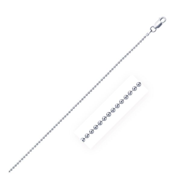 Rhodium Plated 1.5mm Sterling Silver Bead Style Chain