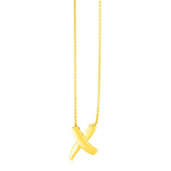 14K Yellow Gold Polished X Necklace