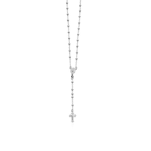 Fine Rosary Chain and Bead Necklace in Sterling Silver