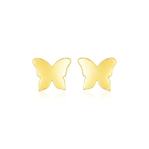 14k Yellow Gold Polished Butterfly Earrings