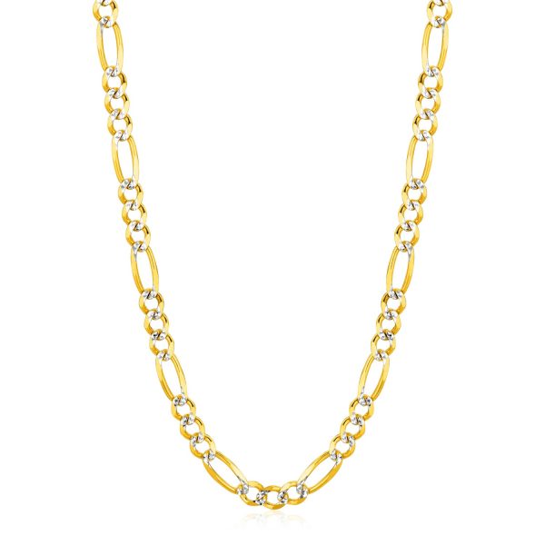 6.0mm 14K Yellow Gold Solid Pave Figaro Chain