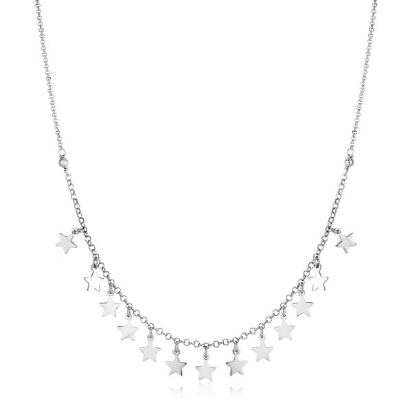 Sterling Silver Necklace with Polished Stars