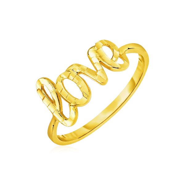 14k Yellow Gold Ring with Love
