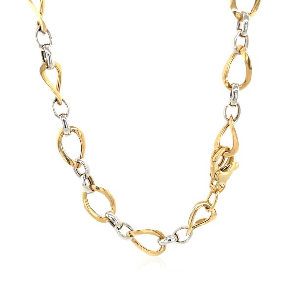 Twisted Oval Chain Necklace in 14k Two Tone Gold