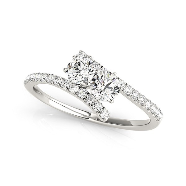 Two Stone Bypass Diamond Ring in 14k White Gold (3/4 cttw)