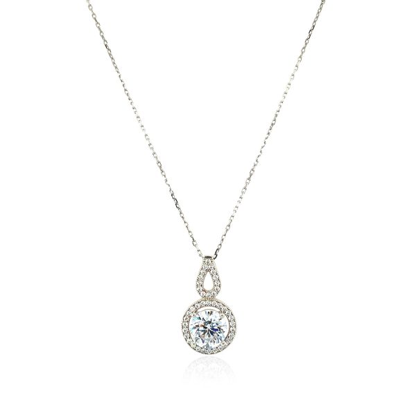 Circle and Teardrop Pendant with Cubic Zirconia in Sterling Silver