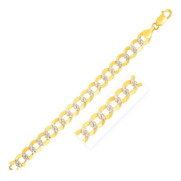 8.2 mm 14k Two Tone Gold Pave Curb Chain