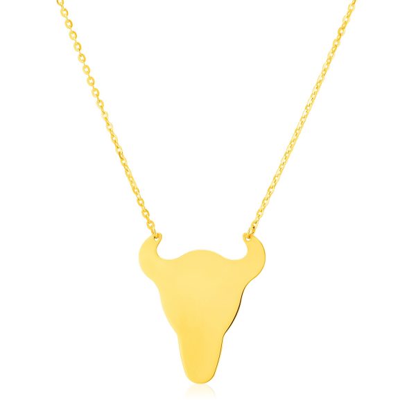 14K Yellow Gold Necklace with Longhorn