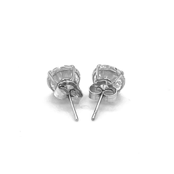 14k White Gold Stud Earrings with White Hue Faceted Cubic Zirconia