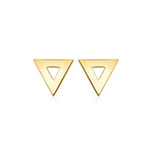 14k Yellow Gold Polished Open Triangle Post Earrings