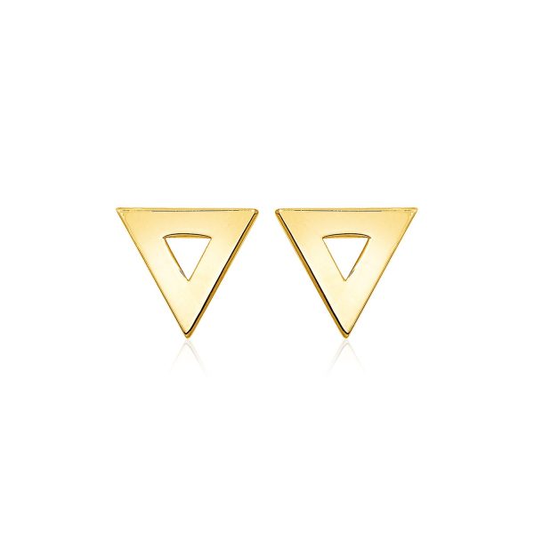 14k Yellow Gold Polished Open Triangle Post Earrings