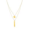 14k Yellow Gold 18 inch Two Strand Necklace with Circle and Bar Pendants