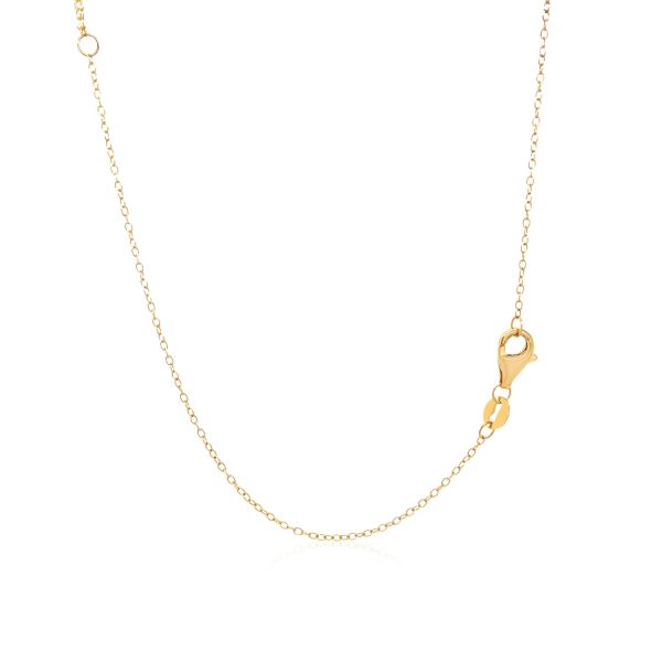 14k Yellow Gold 18 inch Two Strand Necklace with Circle and Bar Pendants
