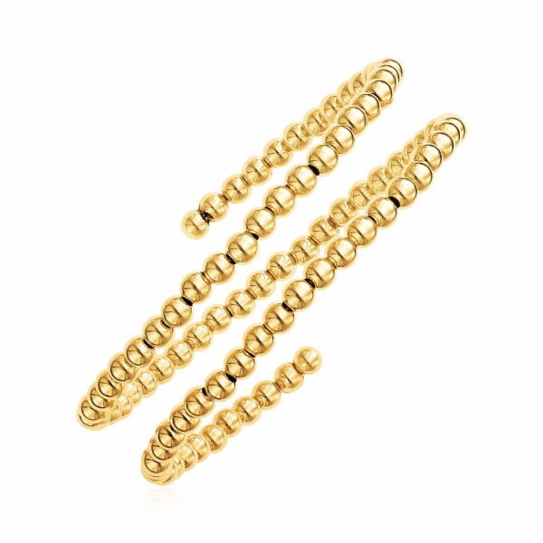 14k Yellow Gold Wrap Around Bangle with Polished Beads