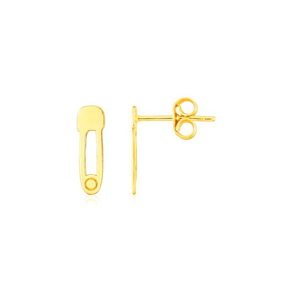 14K Yellow Gold Safety Pin Earrings