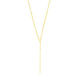 14K Yellow Gold Polished Diamond Motif Lariat Necklace