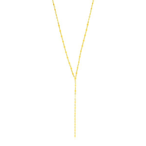14K Yellow Gold Polished Diamond Motif Lariat Necklace