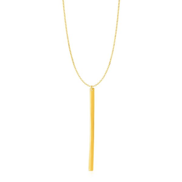 Necklace with Long Bar Pendant in 14k Yellow Gold