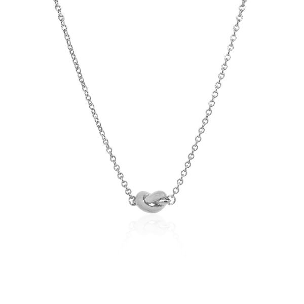 14k White Gold Chain Necklace with Polished Knot