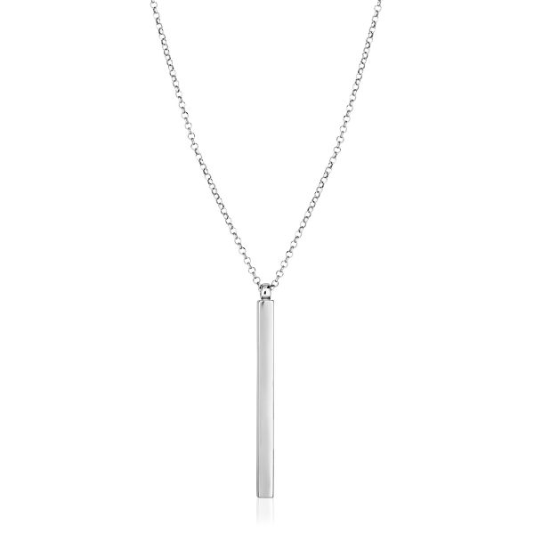 Sterling Silver 24 inch Necklace with Long Polished Bar Pendant