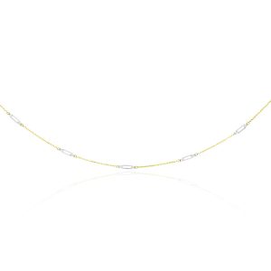 14k Two-Tone Gold Long Open Oval Station Chain Necklace