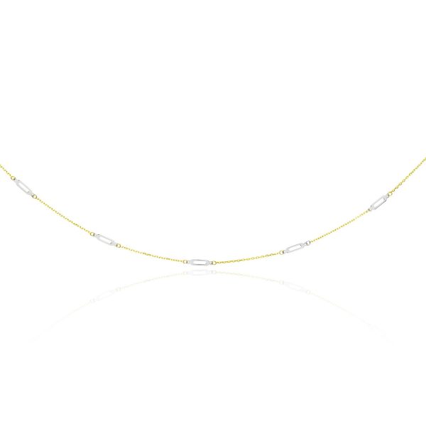 14k Two-Tone Gold Long Open Oval Station Chain Necklace