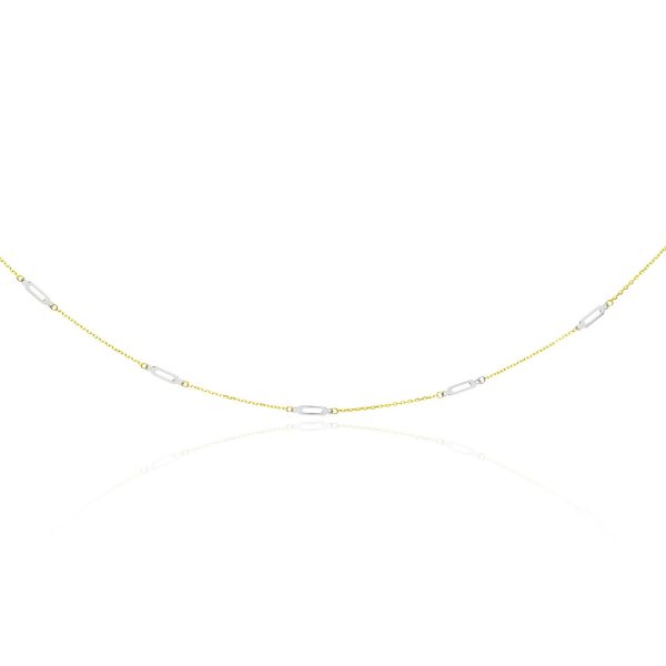 14k Two-Tone Gold Long Open Oval Station Chain Necklace