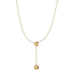 Lariat Necklace with Two Love Knots in 14k Yellow Gold