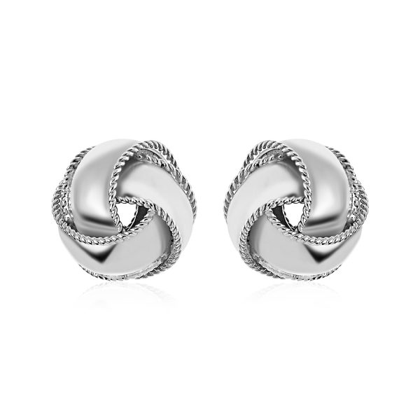 Textured and Polished Love Knot Earrings in Sterling Silver