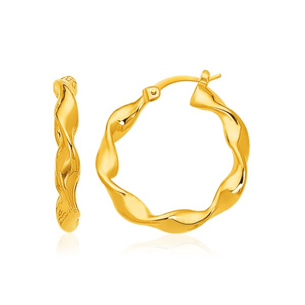 14k Yellow Gold Large Twisted Hoop Earrings