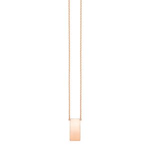 14k Rose Gold Necklace with Polished Bar Pendant