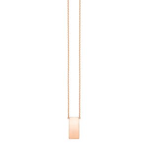 14k Rose Gold Necklace with Polished Bar Pendant