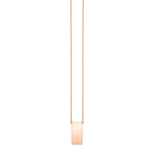 14k Rose Gold Necklace with Polished Bar Pendant