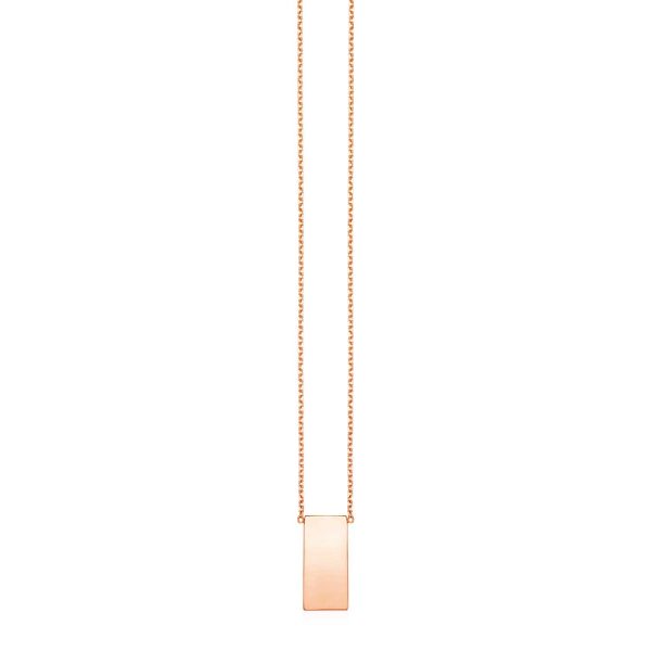 14k Rose Gold Necklace with Polished Bar Pendant