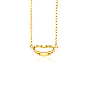 14k Yellow Gold Lips Necklace