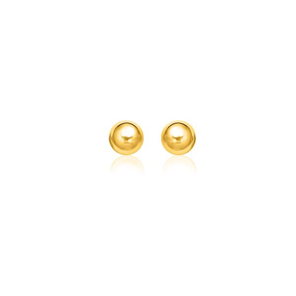 14k Yellow Gold Spherical Stud Earrings (8.0 mm)