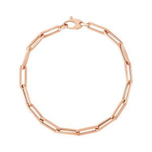 14K Rose Gold Bold Paperclip Chain Bracelet