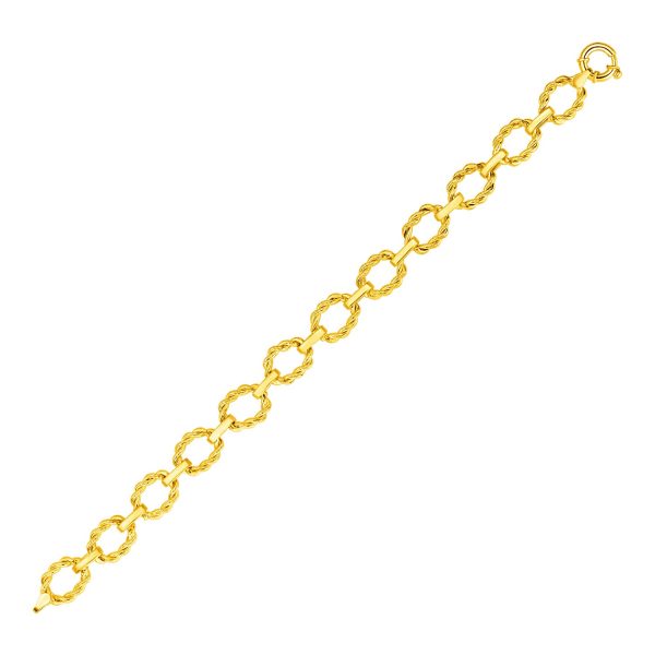 14k Yellow Gold Twisted Oval Link Bracelet