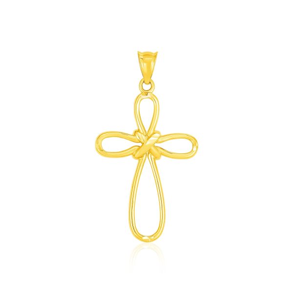 14k Yellow Gold Looped Knot Style Cross Pendant