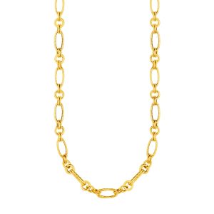 14k Yellow Gold Twisted and Polished Link Necklace